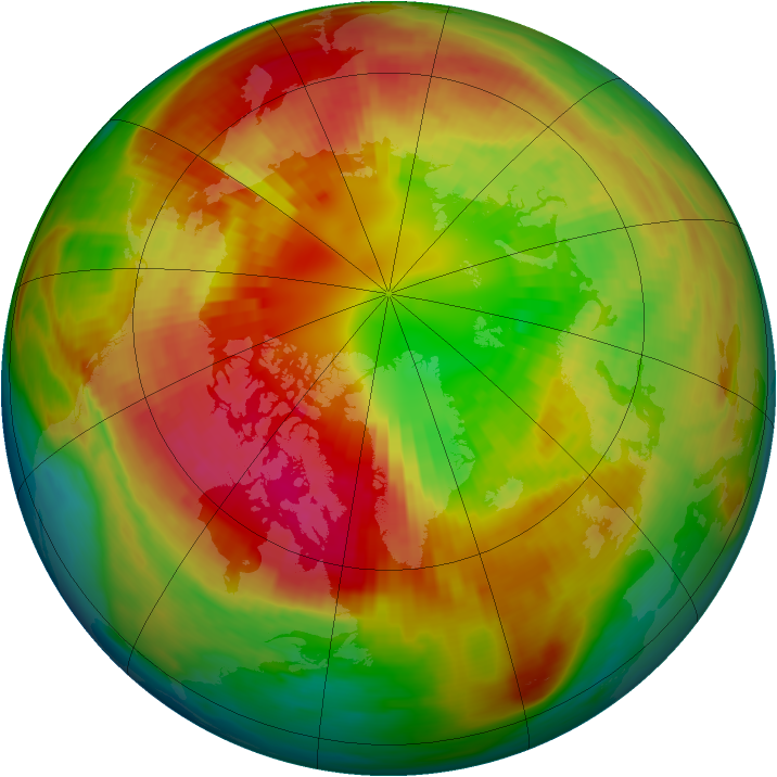 Arctic ozone map for 03 March 1991